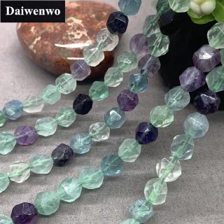 สีเขียว Fluorite ลูกปัด 6-10 มิลลิเมตรเหลี่ยมเพชรพลอยหินธรรมชาติตัดหลวมอัญมณี DIY สำหรับสร้อยข้อมือ