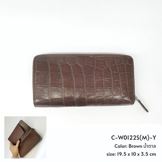 Prang Crocodile Leather Long Zipped &amp; Bi-fold Wallet กระเป๋าสตางค์ ซิปเดี่ยว &amp; สองพับยาว หนังจระเข้ C-W0122S(M)-AY