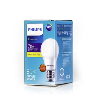 หลอดไฟฟิลิปส์แอลอีดี 7W รุ่น Essential Philips LED Bulb  ขั้ว E27 Cool Daylight, Warm white รับประกัน 1 ปี แท้ ราคาถูก