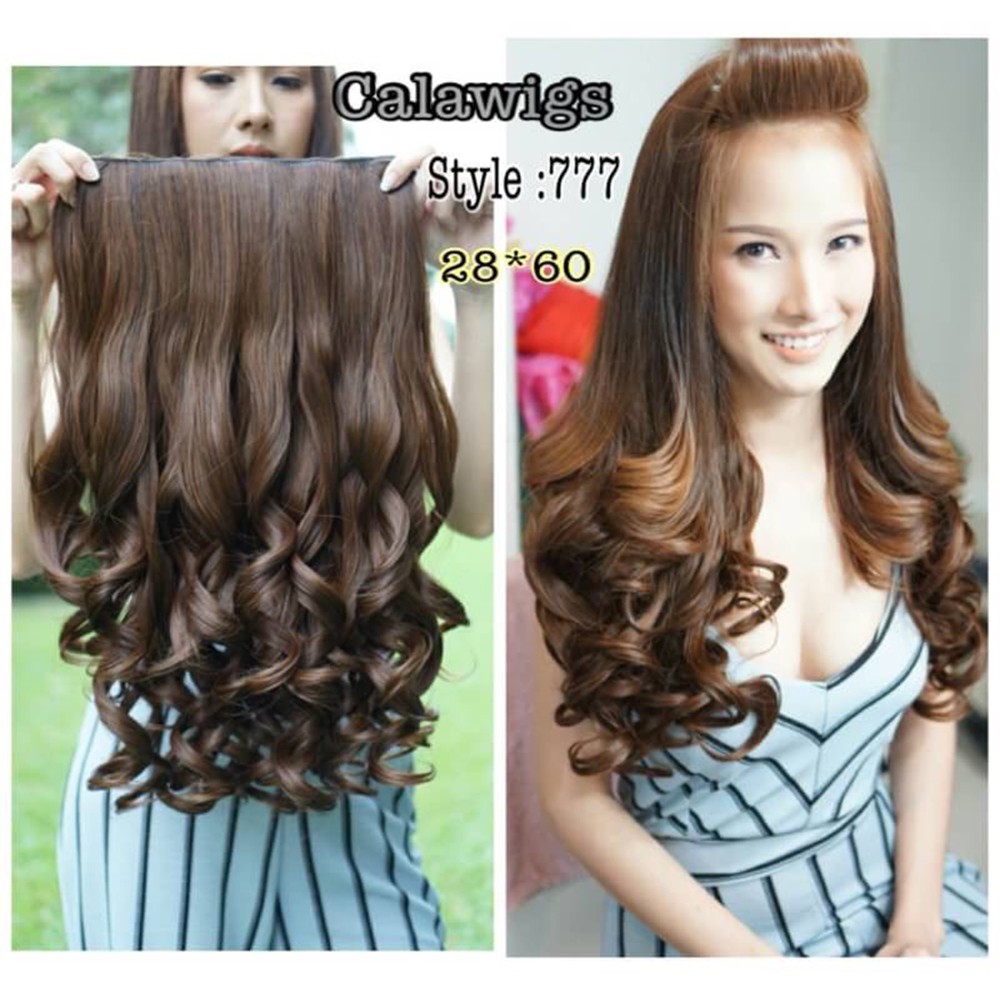 แฮร์พีช แฮร์พีชcalawigs  รหัส777 กว้าง28cmยาว60cm ชิ้นหนาพิเศษไหมด้านเหมือนผมจริง แฮร์พีชลอนปลาย