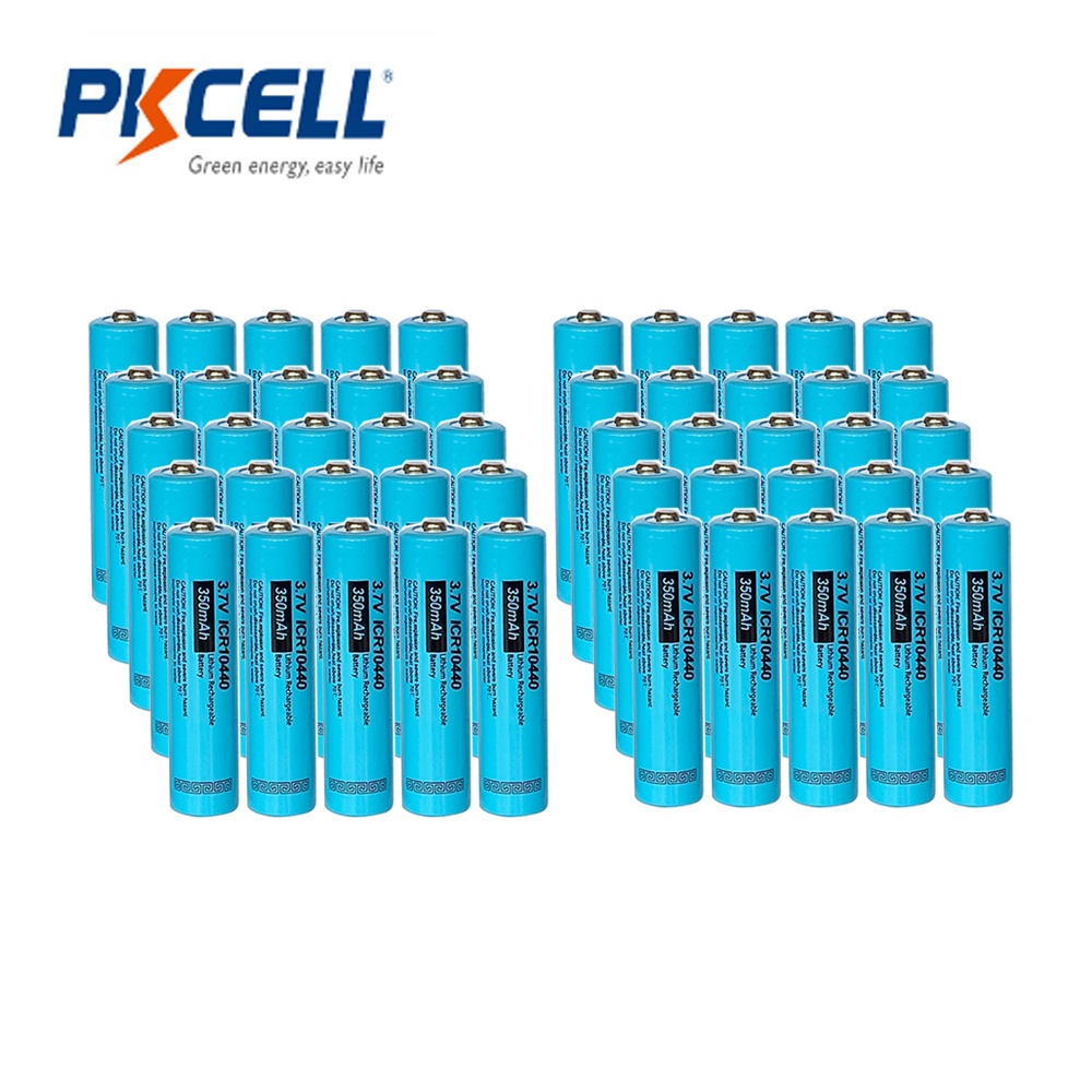 50PCS PKCELLICR 10440 aaa lithium rechargeable batteries AAA Battery 3