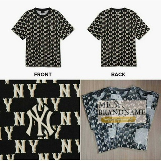 ของแท้ 💯% MLB Classic Monogram Pattern Print T-Shirt เสื้อยืดสีดำ logo NY 🤍🖤