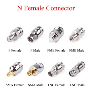 อะแดปเตอร์แจ็คเชื่อมต่อ RF Coaxial N Female เป็น SMA TNC FME F Male Plug SMA TNC FME F Female สําหรับเสาอากาศ TV Repeater 1 ชิ้น