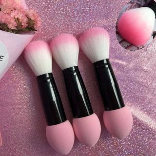 แปรงแต่งหน้าด้ามจับไม้มัลติฟังก์ชั่น 1 ชิ้น Professional Blush Two-Head Makeup Brush