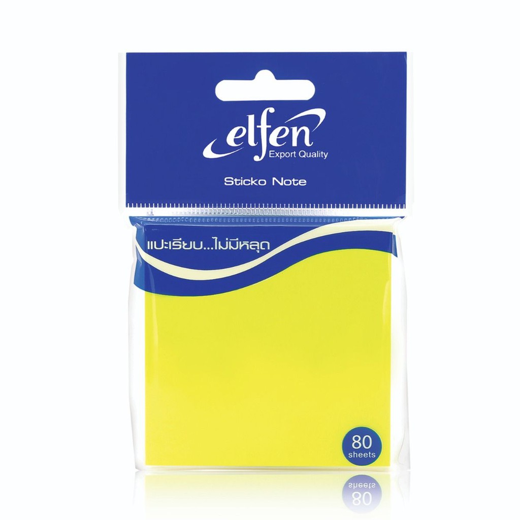 กระดาษโน้ตกาวในตัว Elfen นีออน/พาสเทล ขนาด 3x3 นิ้ว
