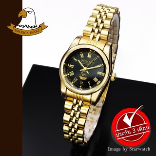 AMERICA EAGLE นาฬิกาข้อมือผู้หญิง สายสแตนเลส รุ่น AE015L - Gold/Black