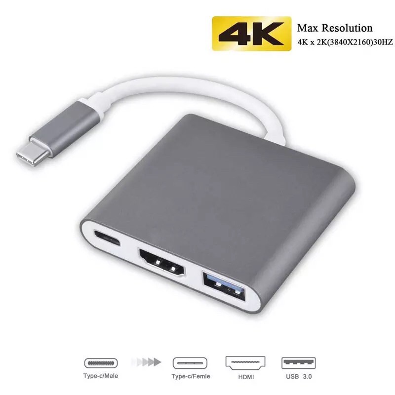 Mosible USB C HUB HDMIสำหรับMacbook Pro/Air Thunderbolt 3 USB Type Cอะแดปเตอร์สนับสนุนSamsung dexโหมดPD USB 3.0 สี Gray