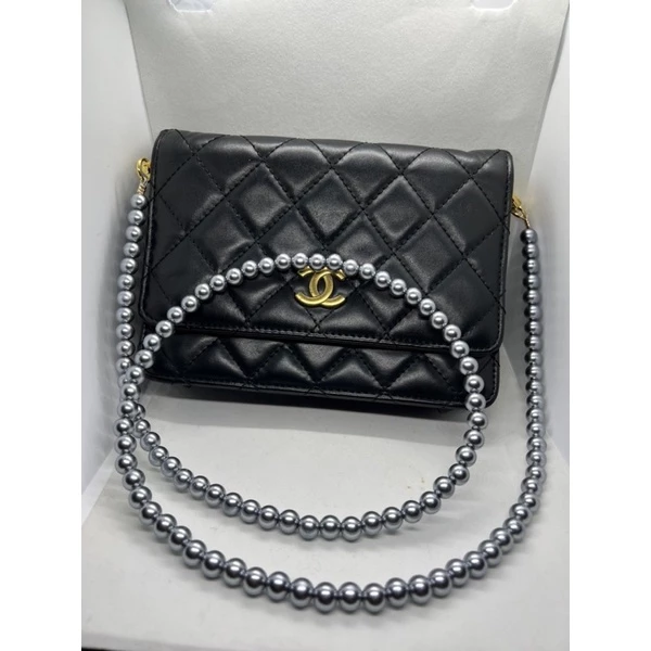 สายกระเป๋ามุกสีเทา สายห้อยเคสโทรศัพท์ ขนาดมุก 10 มิล ความยาว 30-130 ซม thumbnail 3