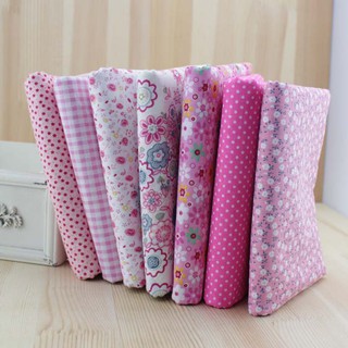 สีชมพู 7 ชิ้น 50 ซม.x50 ซม. ผ้าฝ้าย Fat Quarter Bundle Patch…