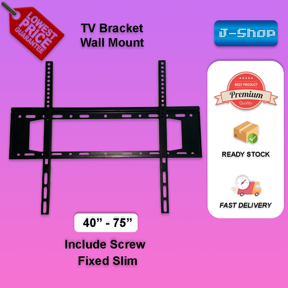 Universal TV 40-75 นิ้ว Slim Fixed LCD LED TV Bracket Wall Mount คุณภาพสูง