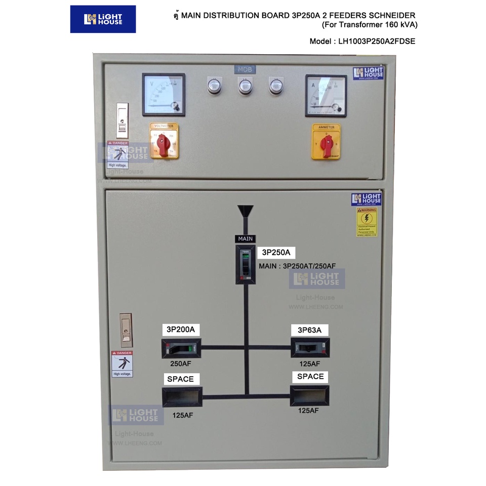 ตู้ MAIN DISTRIBUTION BOARD 3P250A 2 FEEDERS SCHNEIDER (For Transformer 160 kVA)