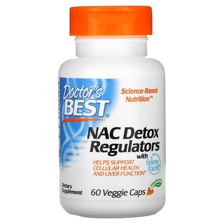 NAC Detox Regulators Doctors Best, 60 Veggie Caps  เอ็นอะเซทิลซิสเทอิน ต้านอนุมูลอิสระ ปกป้องเซลล์ตับจากสารพิษ