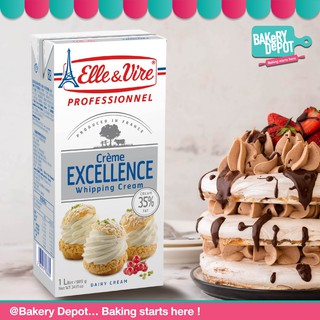 Bakery Depot : Elle &amp; Vire Excellence Whipping Cream 1 Liter วิปปิ้งครีมแดรี่ ขนาด 1 ลิตร ** จัดส่งฟรี โดยรถเย็น **