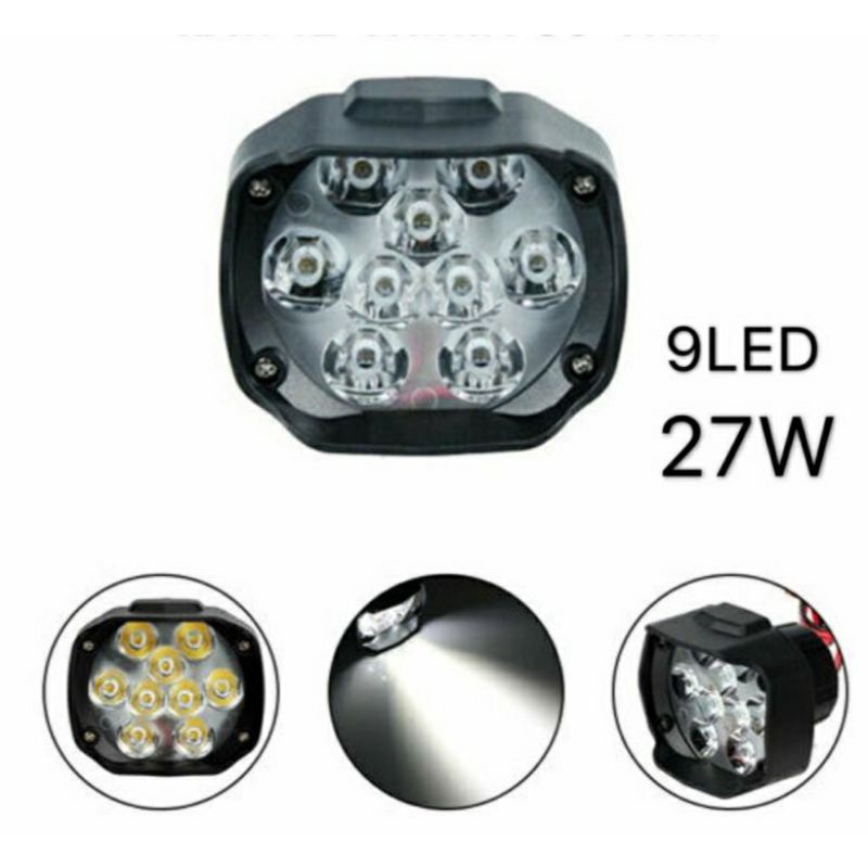 All New เเพค 1ชิ้น ไฟสปอร์ตไลท์ 9LED ไฟหน้ารถLED SPOT BEAM US 27Watt 12Vขาว เสริม รถยนต์ มอเตอร์ไซค์