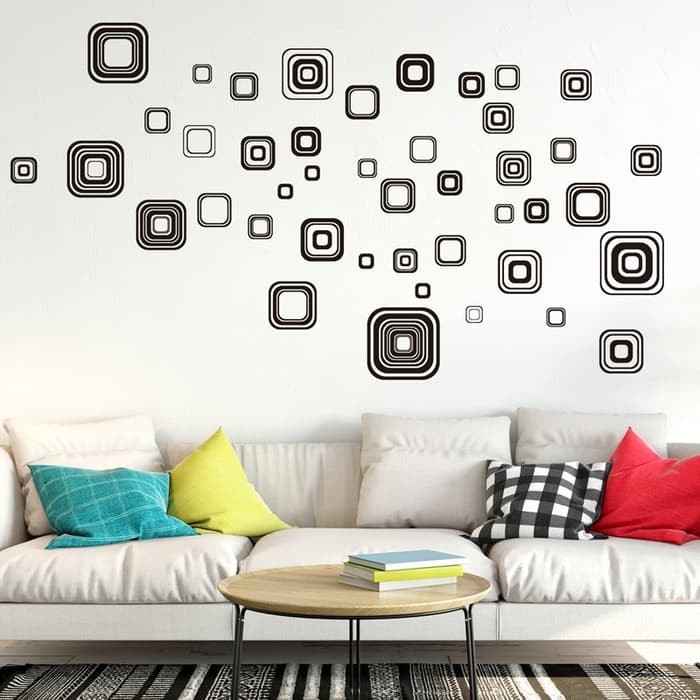Evanurita Wall Sticker Black Square Wall Sticker ขนาด 50x70cm JM8336