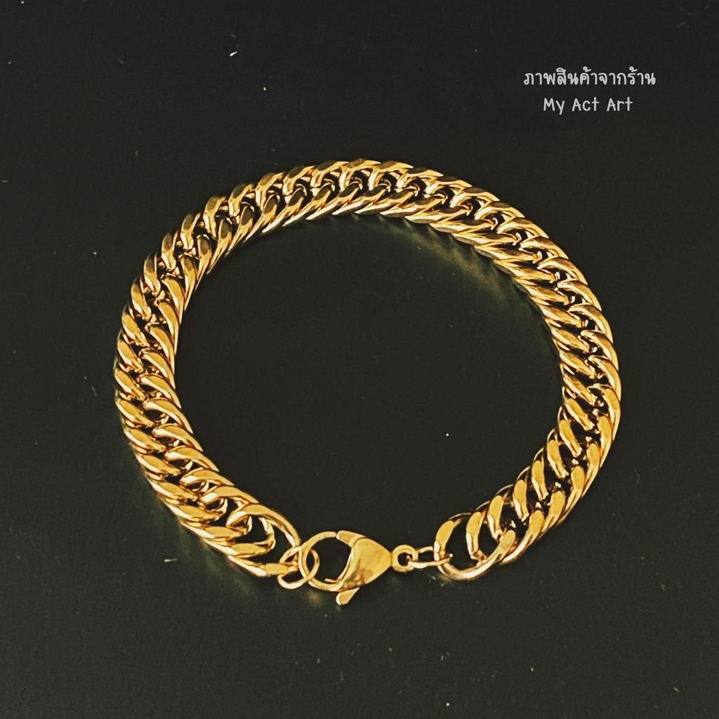 สร้อยข้อมือ สแตนเลส N2 6-10 mm เลสข้อมือ สร้อยข้อมือโซ่ สร้อยข้อมือแสตนเลสแท้ราคาถูก สีทอง - รูปที่ 4