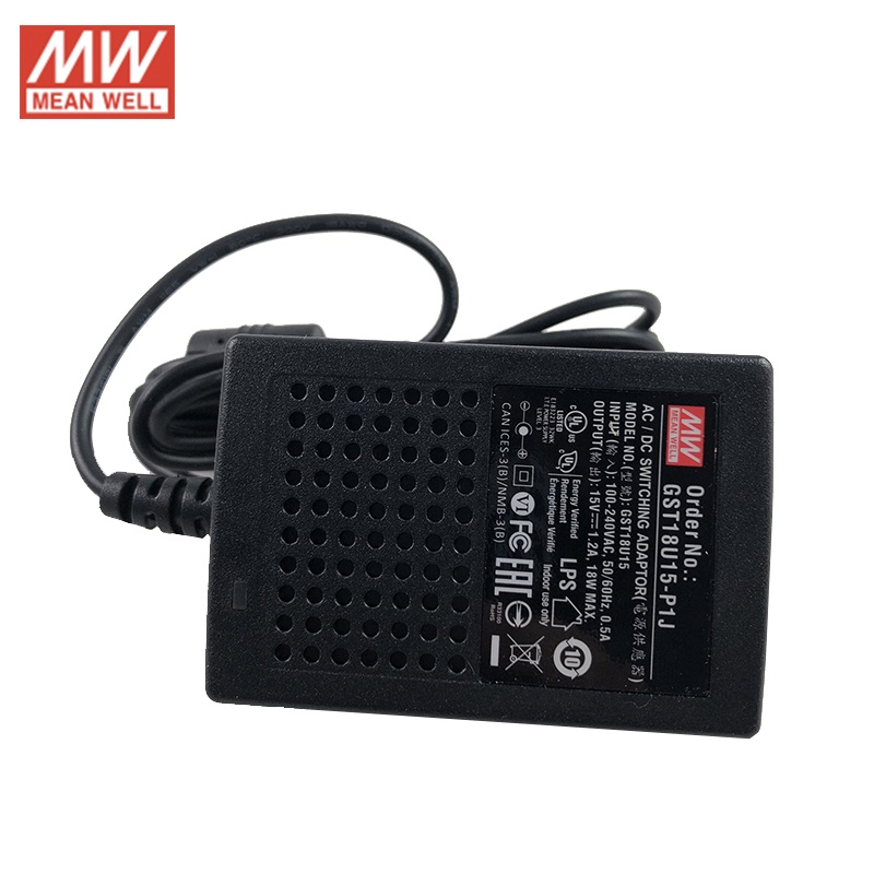 Meanwell GST18U24-P1J อะแดปเตอร์ติดผนังอุตสาหกรรม 24V 0.75A 18W ระดับ VI MEAN WELL Adaptor Switching