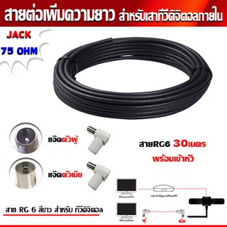 สายสัญญาณ Coxial RG6 ยาว 30 เมตร พร้อมเข้าหัว (สีดำ)