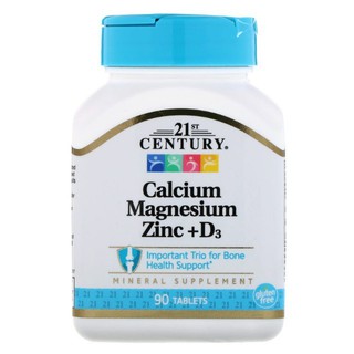 บำรุงกระดูก 21st Century, Calcium Magnesium Zinc + D3, 90 Tablets