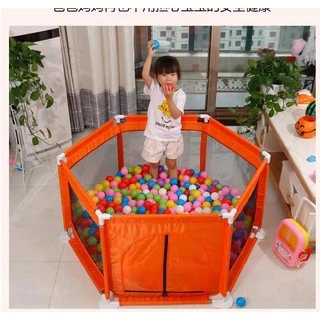 DTXmarket คอกกั้นเด็ก 6เหลี่ยม บอล30ลูก 0-6ปี ผ้าตาข่าย ปลอดภัย แข็งแรง ของเล่นเด็ก ของใช้เด็ก