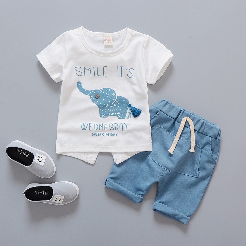 (1-4ปี) ชุดเสื้อแขนสั้น+กางเกง Smile It's Wednesday