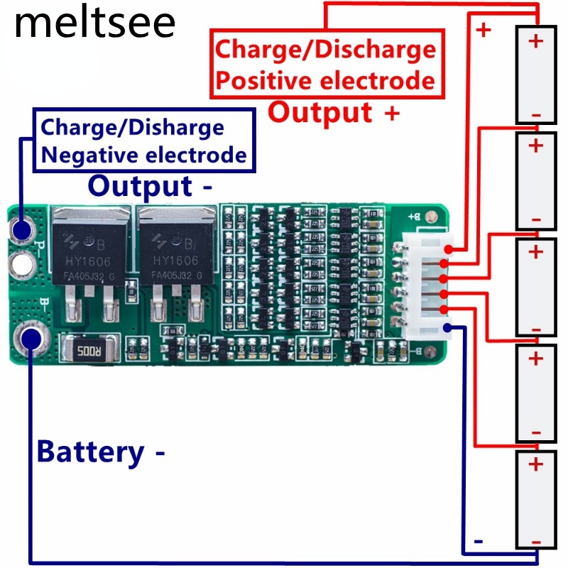 บอร์ดป้องกันที่ชาร์จแบตเตอรี่ลิเธียม 5S 15A Li-ion BMS 18650 18V 21V 1 ชิ้น