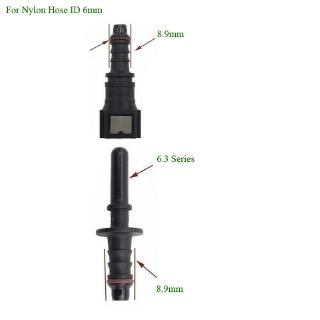 ท่อไนล่อนเชื่อมต่อสายเชื้อเพลิง id 6 มม. (1/4) 180 deg sae 6 . 3 มม.
