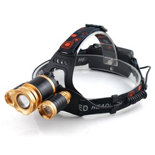 หลอด ไฟฉาย LED 3 ดวง คาดหัว แบบปรับมุมได้  Headlamp แบบชาร์จไฟได้ในตัว ปรับไฟได้3 แบ torch