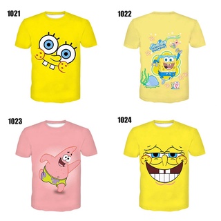 เสื้อยืดแขนสั้นลําลอง พิมพ์ลาย Spongebob Patrick Star 3 มิติ แฟชั่นฤดูร้อน สําหรับผู้ชาย และผู้หญิง