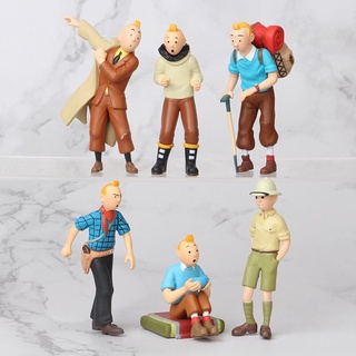 ตุ๊กตาฟิกเกอร์ The Adventures Of Tintins PVC ของเล่นสําหรับเด็ก 6 ชิ้น ต่อชุด