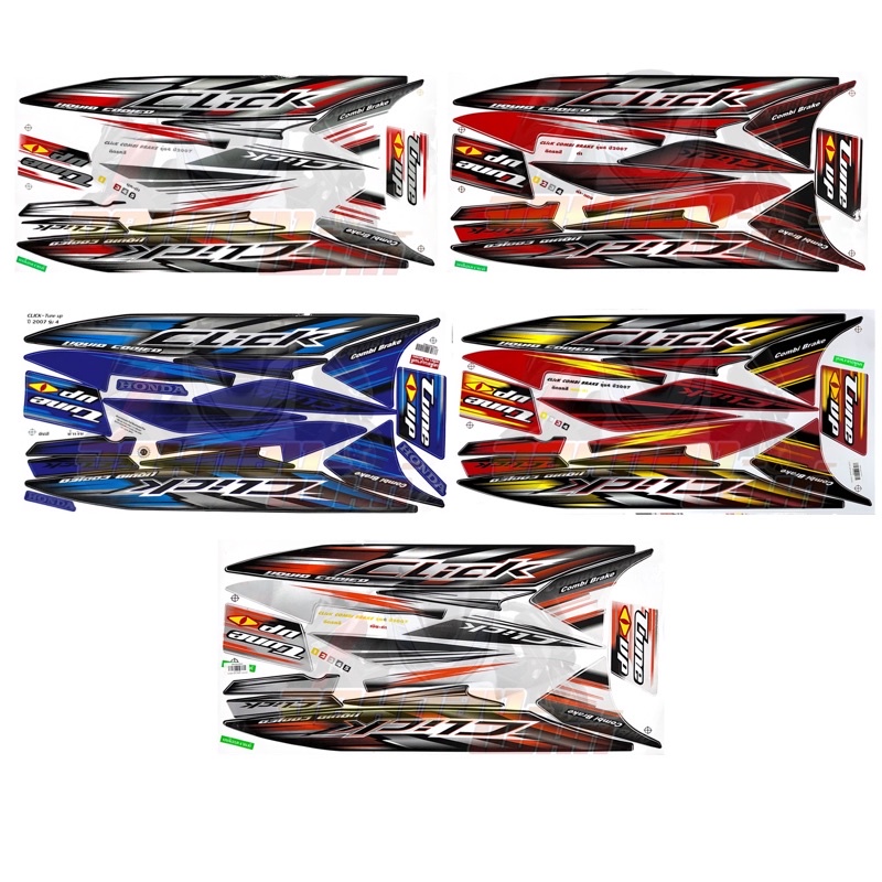 สติ๊กเกอร์ คลิก110คาบู Click คาบู 2007รุ่น 4 สีดำ/แดง/น้ำเงิน/ขาว/เงิน เคลือบเงา สติ๊กเกอร์ Honda Cl