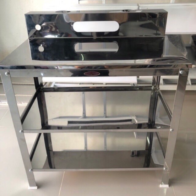 luckyflame โต๊ะวางเตาคู่ สแตนเลส ขาสูงSB-602