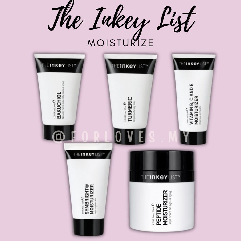 The Inkey List Moisturizer Bakuchiol / ขมิ้น / วิตามินบี, ซี และ อี / ซิมไบร์ท / เปปไทด์ / วิตามินซี