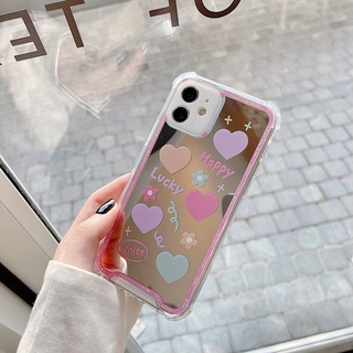 เคสมือถือ เคสไอโฟน เคสโทรศัพท์มือถือซิลิโคน ลายการ์ตูนน่ารัก เรียบง่าย มีกระจกแต่งหน้า สําหรับ Iphone 13 12 11 XR Pro Max 8