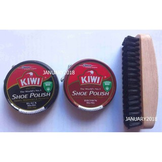 Kiwi อุปกรณ์ขัดรองเท้า สีดำ สีน้ำตาล เคลือบผิวรองเท้าให้ดูเงางาม