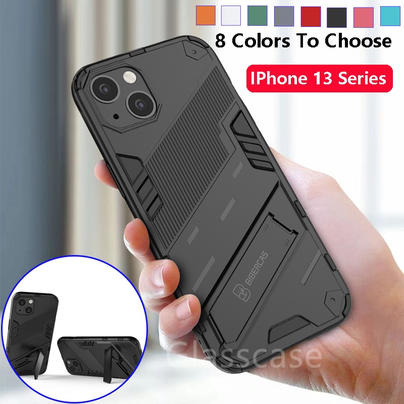 For IPhone 13 Mini 13 Pro Max สำหรับ IPhone13 i13 Phone Case 3D Armor Shockproof Stand Holder Casing Protection Bracket Hard Back Cases Cover