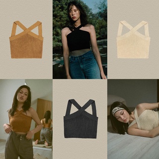 maison KEEPS Yoko Knitted Cropped Tops เสื้อเกาะอกคอไขว้ ผ้าไหมพรม "LIMITEDไม่ผลิตเพิ่ม"