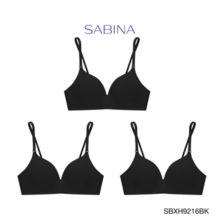 Sabina ซาบีน่า เสื้อชั้นใน ฟองดี (Set 3 ชิ้น) รุ่น SOFT DOOMM (ไร้โครง) รหัส SBXH9216BK สีดำ