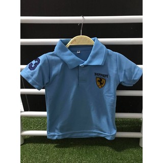เสื้อโปโลเด็ก อายุ 1-5 ขวบ สีฟ้า (ลายเฟอรารี่)
