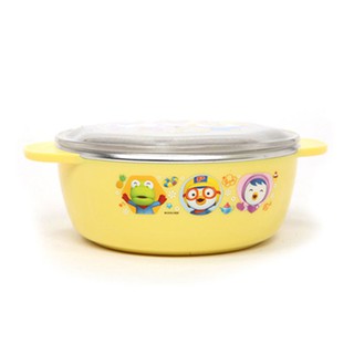 Pororo Soup Bowl  ถ้วยใส่อาหารเด็ก ถ้วยข้าวเด็ก (370 ml) สแตนเลส 304 ทนทาน ปลอดภัย มีฝาปิด เกาหลีแท้ (สีเหลือง)