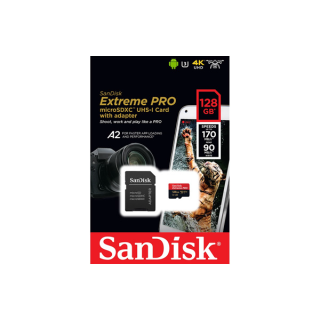 SanDisk Extreme Pro microSDXC 128GB A2 (SDSQXCY_128G_GN6MA) ความเร็วสูงสุด อ่าน 170MB/s เขียน 90MB/s
