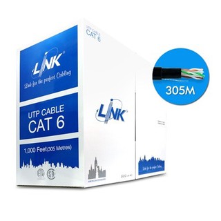 สายแลน Cat6 Utp Out Door LINK US-9106OUT สีดำ ขนาด 100 เมตร และ 305 เมตร.