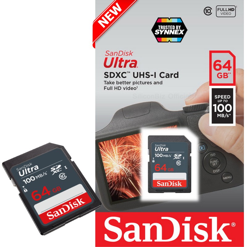 SanDisk Ultra SD Card Class10 64GB SDXC Speed 100MB/s (SDSDUNR-064G-GN3IN)  Memory การ์ด เมมโมรี่การ์ด คลาส10 โดย ซินเน็ค | Shopee Thailand