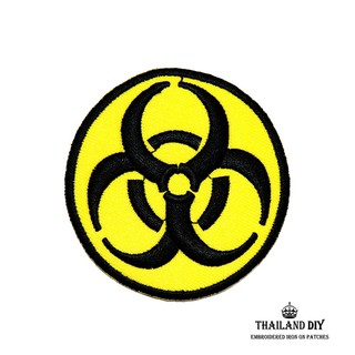 ตัวรีดติดเสื้อ งานปัก สัญลักษณ์ ไวรัส ซอมบี่ Biohazard Virus wop Patch  DIY ตัวรีด อาร์ม ติดเสื้อ ตัวรีดเสื้อ วงกลม รีด