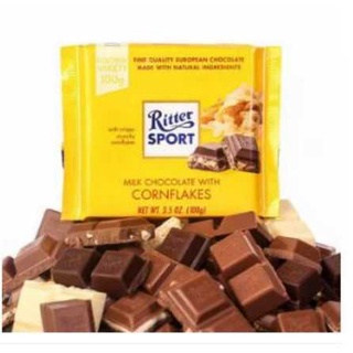 Ritter Sport Milk Chocolate with Cornflakes Chocolate Bar 100g ริทเทอร์ สปอร์ตช็อกโกแลตรสคอร์นเฟลก 100g