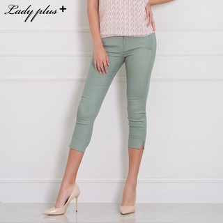 Lady Plus กางเกงขายาว 7 ส่วน | Cropped Pants 9726PM กางเกงทำงาน กางเกงทรงสลิม สีเขียวอ่อน