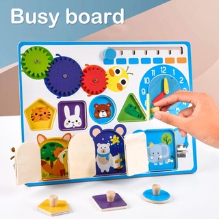 Toddler Montessori Busy Board Wooden Sensory Board Toy Portable Locks Latches Board Preschool Learning Activities Board