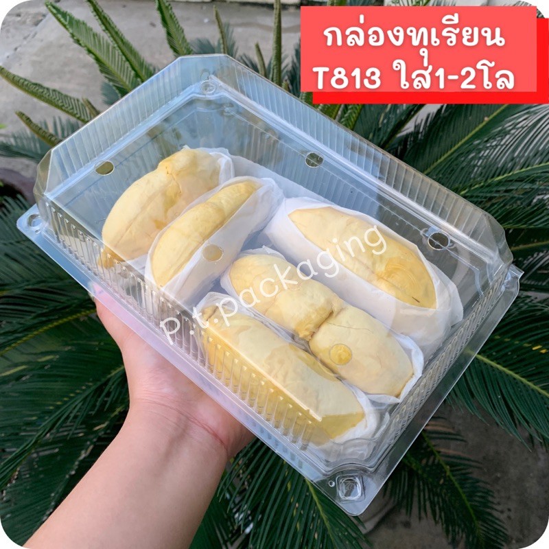 กล่องใส่ผลไม้เจาะรู ฝาล็อค ตัวหนา ใส่ผลไม้1-1.5โล แพ็ค50ใบ รหัส M813(T813)