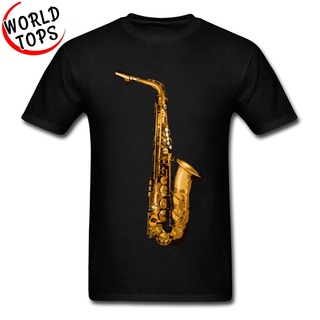 เสื้อยืดลําลอง พิมพ์ลายกราฟฟิค Alto Tenor Bass Saxophone สีดํา แฟชั่นฤดูร้อน สําหรับผู้ชาย