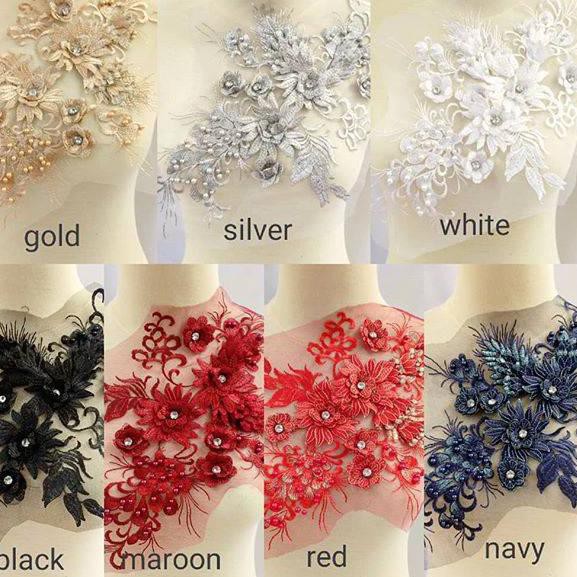 J8a Lace 3d ปักดอกไม้/แอพพลิเคชันปัก/ปักหมุด •1Y5